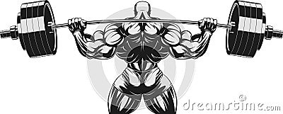 Bodybuilder with barbell n Vector Illustration