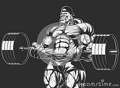 Bodybuilder with barbell Vector Illustration