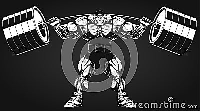 Bodybuilder with a barbell Vector Illustration