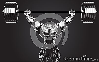 Bodybuilder with a barbell Vector Illustration