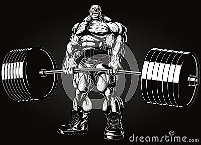 Bodybuilder with a barbell Vector Illustration