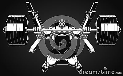 Bodybuilder with a barbell Vector Illustration