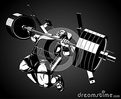 Bodybuilder with a barbell Vector Illustration