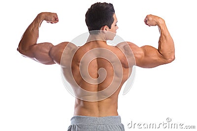 Bodybuilder bodybuilding muscles back biceps strong muscular you Stock Photo
