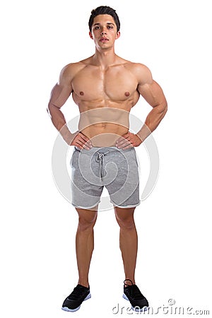 Bodybuilder bodybuilding muscles standing whole body portrait st Stock Photo