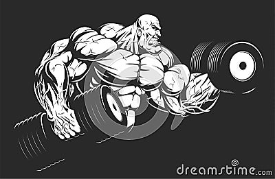 Bodybuilder with dumbbells Vector Illustration