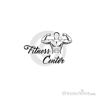 Bodybuilder. Fitness center Logo Template. Sportsman, Muscular man. Vector. Vector Illustration