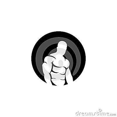 Bodybuilder Fitness Logo White Background Vector Illustration