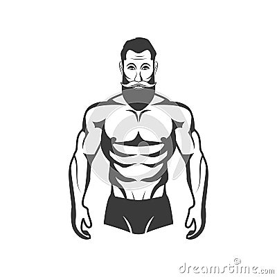 Bodybuilder Fitness Model Illustration. Aesthetic body Vector Illustration