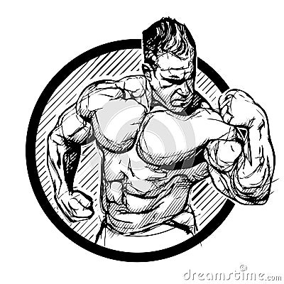 Bodybuilder in the ring Vector Illustration