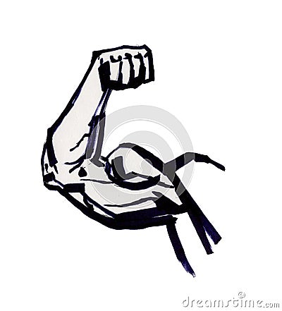 Bodybuilder`s hand in biceps pose. Winning the competition. Stock Photo