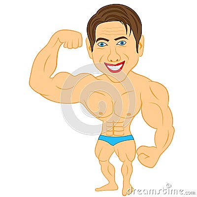 Bodybuilder shows his body Vector Illustration