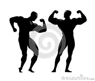 Bodybuilder silhouette. Gym, bodybuilding, sport concept. Vector illustration Vector Illustration