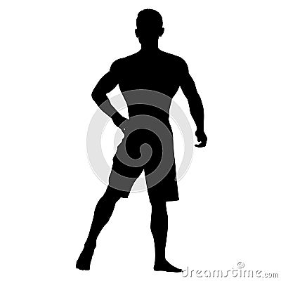 Bodybuilder standing in shorts. Vector Illustration