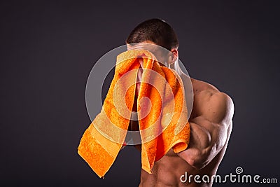 Bodybuilder with a towel Stock Photo
