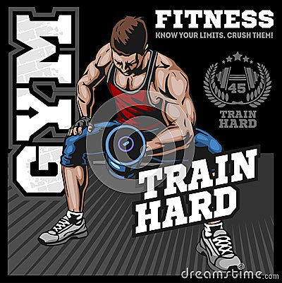 Bodybuilder vector image, front double biceps illustration Vector Illustration