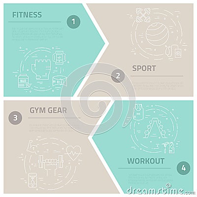 Bodybuilding Banner Set Vector Illustration