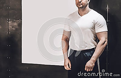 Bodybuilding coach standing in his fitness center. Editorial Stock Photo