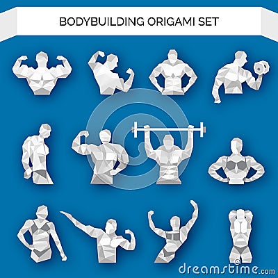 Bodybuilding Polygonal White Vector Illustration