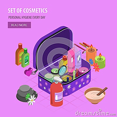 Bodycare Bag Isometric vector design illustration Vector Illustration