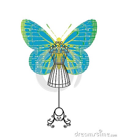 Bodyform mannequin with butterfly Vector Illustration