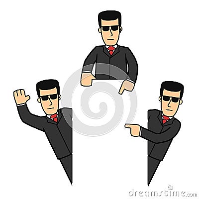 Bodyguard character set 01 Vector Illustration