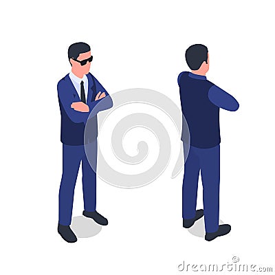 Bodyguard Isometric Character Vector Illustration