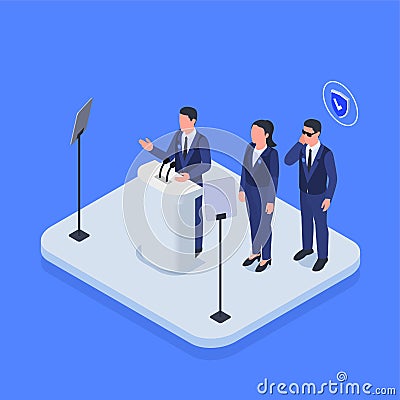 Bodyguard Security Service Isometric Composition Vector Illustration