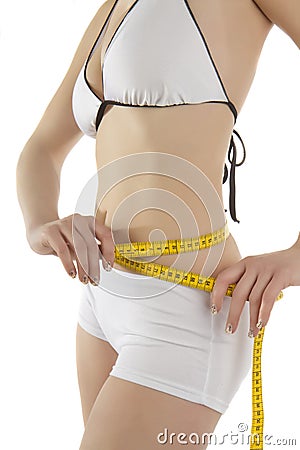 Bodyparts of young woman takes bodyindex Stock Photo