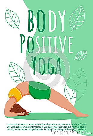 Bodypositive yoga brochure template Vector Illustration