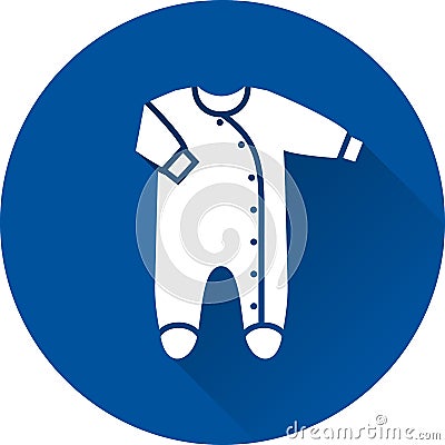 Bodysuit icon. Baby footed sleeper on blue background. Vector il Vector Illustration