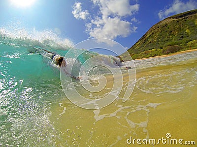 Bodysurfing Sandy Beach Hawaii Editorial Stock Photo