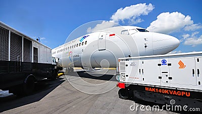 Boeing 737-800 on display at Singapore Airshow Editorial Stock Photo