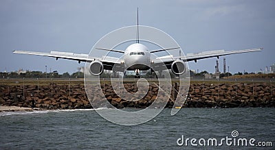 Boeing 777 200EA jet front on Stock Photo