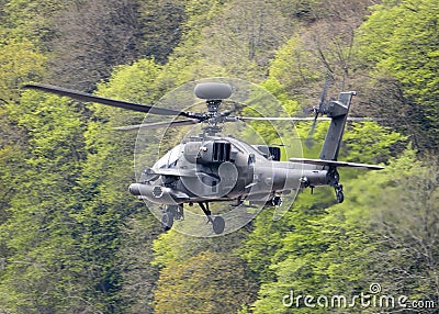 Boeing Apache AH-64D Gunships low level Editorial Stock Photo