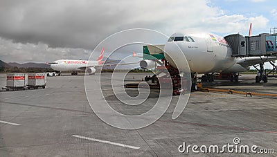 The Boeing B777 300/200 LR Air Mauritius. Editorial Stock Photo