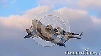 Boeing C17 Globemaster airplane take of , military plane Editorial Stock Photo