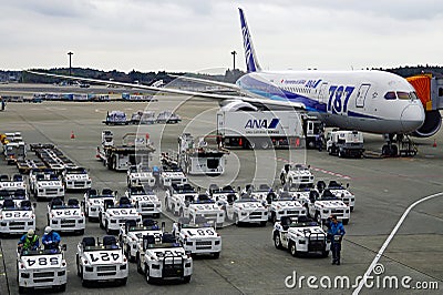 A Boeing 787 Dreamliner airplane from the Japanese airline All Nippon Airways (ANA) Editorial Stock Photo