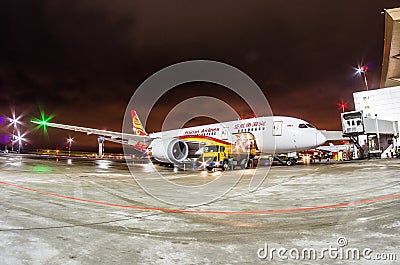 Boeing 787 Dreamliner Hainan airlines, airport Pulkovo, Russia Saint-Petersburg 22 November, 2017. Editorial Stock Photo