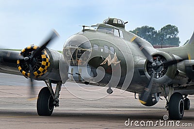 Boeing Flying fortress B17G, Sally B at Scampton air show on 10 September, 2017. Lincolnshire active Royal Air force base. Editorial Stock Photo