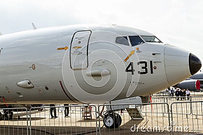 Boeing P-8 Poseidon Maritime Patrol Aircraft Reg 168431 Of United States Air Force On Display In Singapore Airshow. Editorial Stock Photo