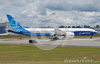 Boeing 777-9X taxi test pre first flight Editorial Stock Photo