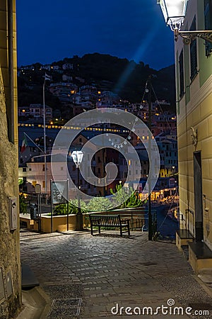 Evening in the picturesque village of Bogliasco on Ligurian seashore near Genoa, Liguria, Italy Editorial Stock Photo