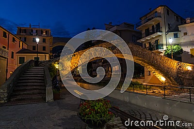 Evening in the picturesque village of Bogliasco on Ligurian seashore near Genoa, Liguria, Italy Editorial Stock Photo