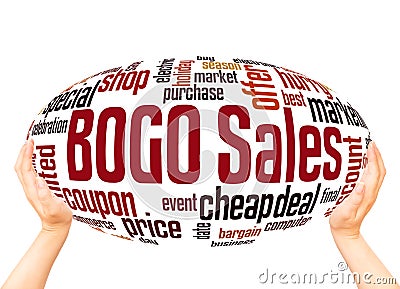 BOGO sales word cloud sphere concept Stock Photo