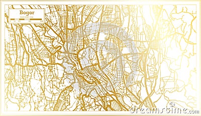 Bogor Indonesia City Map in Retro Style in Golden Color. Outline Map Stock Photo