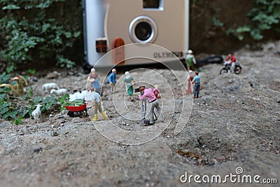 Bogor, Indonesia - October, 22 2022. Miniature figure of crowds of people with their respective activities Editorial Stock Photo