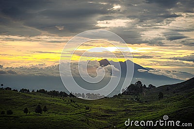 Bogor west java indonesia Purple, sunset moment with cloud at the Salak Mountain & x28;Gunung Salak& x29;, Bogor. Stock Photo