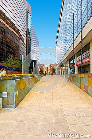 Bogota city pedestrian crossing between directional towers in El dorado Avenue Editorial Stock Photo