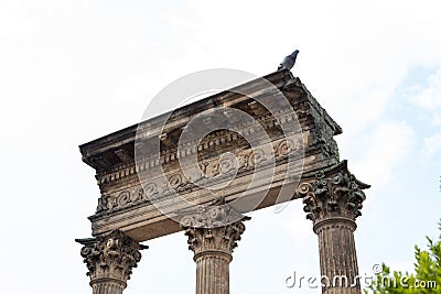 Closed Up to a Three ancient pillars into a Cementerio Central in downton bogota Editorial Stock Photo